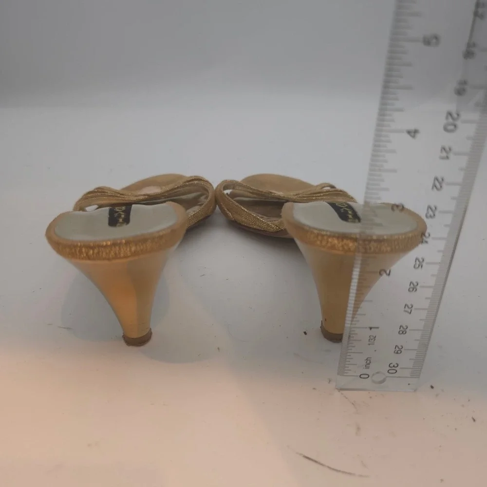 Silvana Made‎ Italy Gold Strappy Heels 40/9.5 Leather Sole Evening Sandals Gala - Picture 9 of 11
